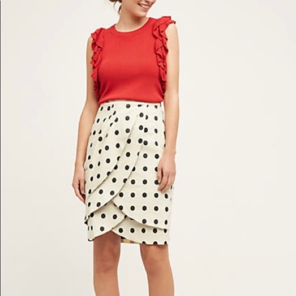 Anthropologie polka dot pencil skirt